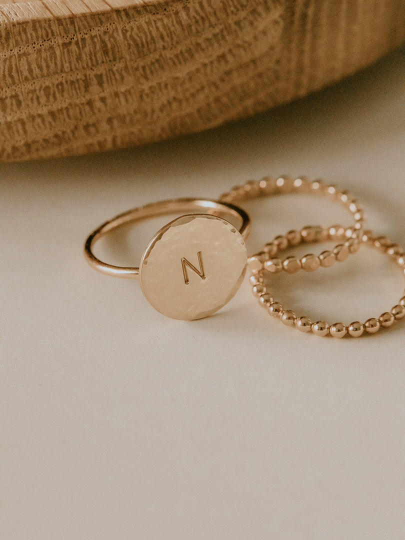 Initiation Rings 14k Yellow Gold Fill Personalized Initial Stacking Ring – Every Day ...
