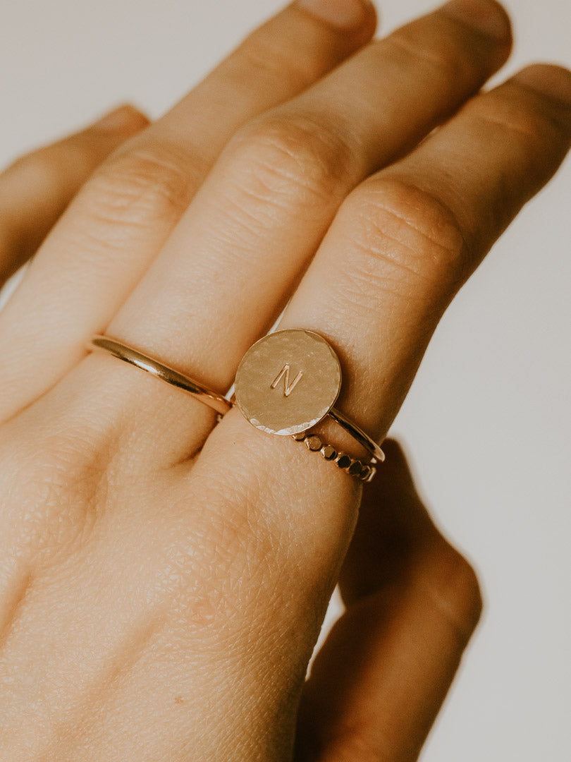Initiation Rings 14k Yellow Gold Fill Personalized Initial Stacking Ring – Every Day ...