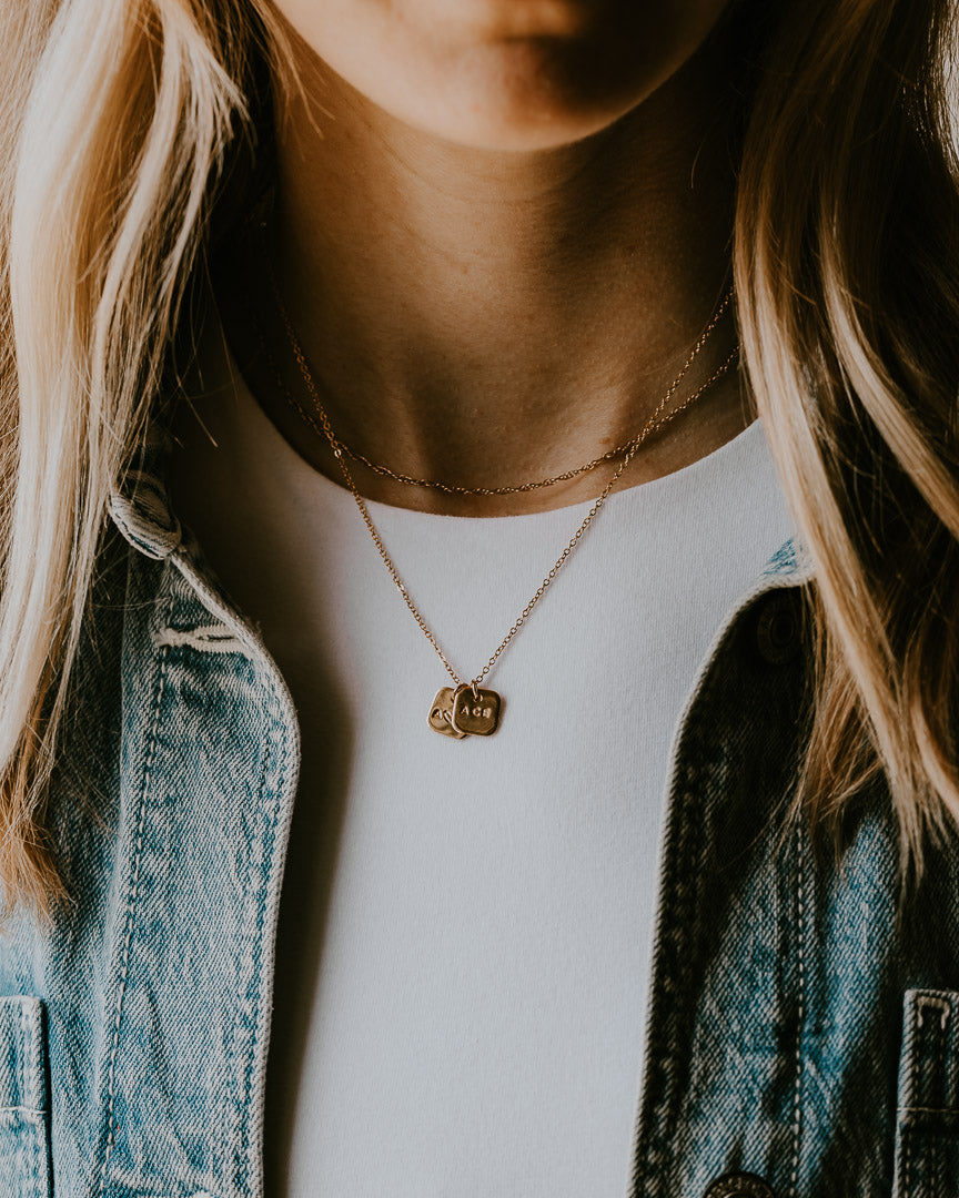 Square Tags Necklace Hand Stamped Personalized Necklace – Every