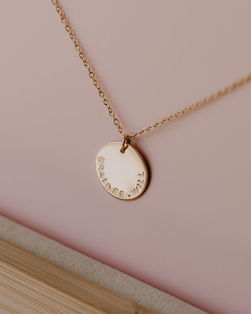 Personalized Moon Phase Disc Necklace - LEILA